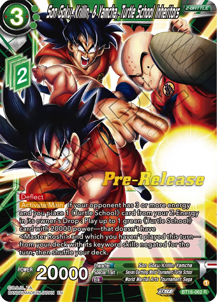 Son Goku, Krillin, & Yamcha, Turtle School Inheritors (BT18-062) [Dawn of the Z-Legends Prerelease Promos] | Odin's Place