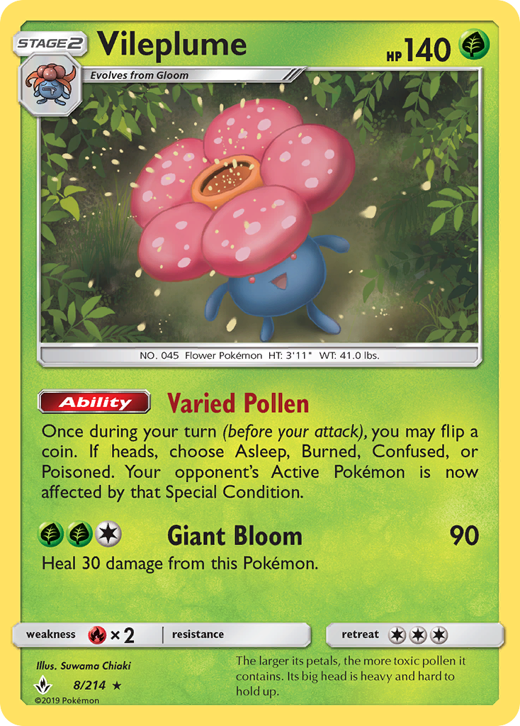 Vileplume (8/214) [Sun & Moon: Unbroken Bonds] | Odin's Place