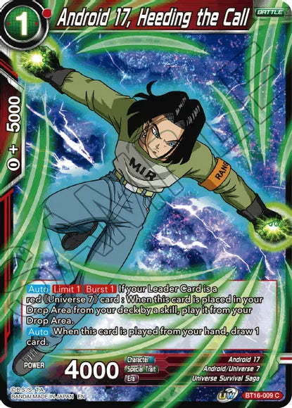 Android 17, Heeding the Call (BT16-009) [Realm of the Gods] | Odin's Place