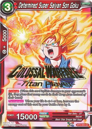 Determined Super Saiyan Son Goku (Titan Player Stamped) (BT3-005) [Cross Worlds] | Odin's Place