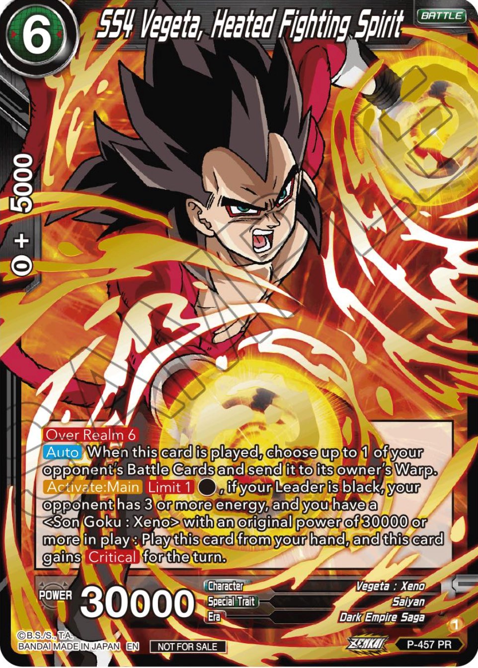 SS4 Vegeta, Heated Fighting Spirit (Championship Selection Pack 2023 Vol.1) (Holo) (P-457) [Tournament Promotion Cards] | Odin's Place
