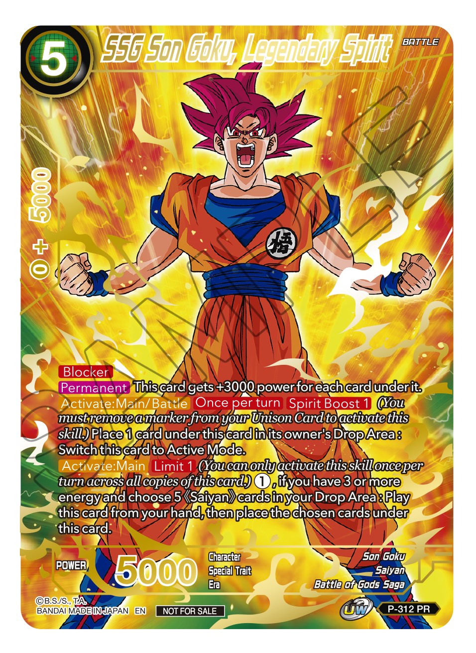 SSG Son Goku, Legendary Spirit (Gold Stamped) (P-312) [Promotion Cards] | Odin's Place