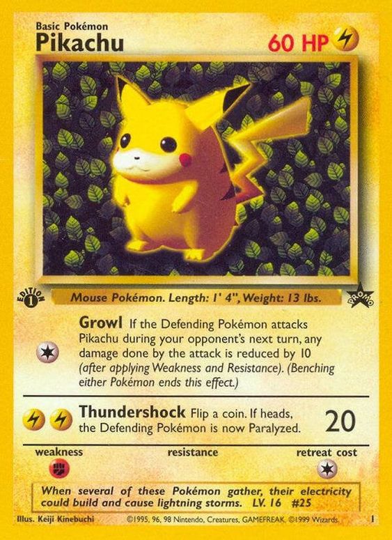 Pikachu (1) (1st Edition Misprint Promo) [Wizards of the Coast: Black Star Promos] | Odin's Place
