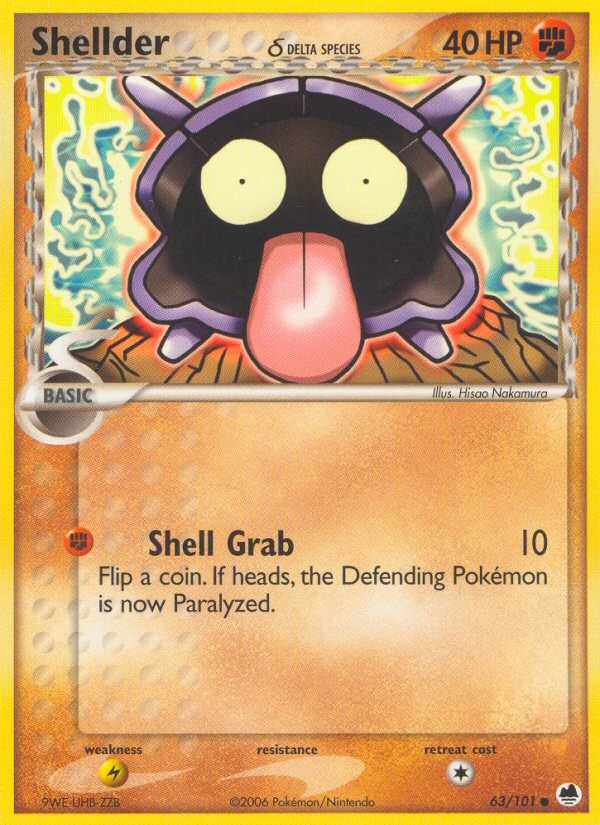 Shellder (63/101) (Delta Species) [EX: Dragon Frontiers] | Odin's Place