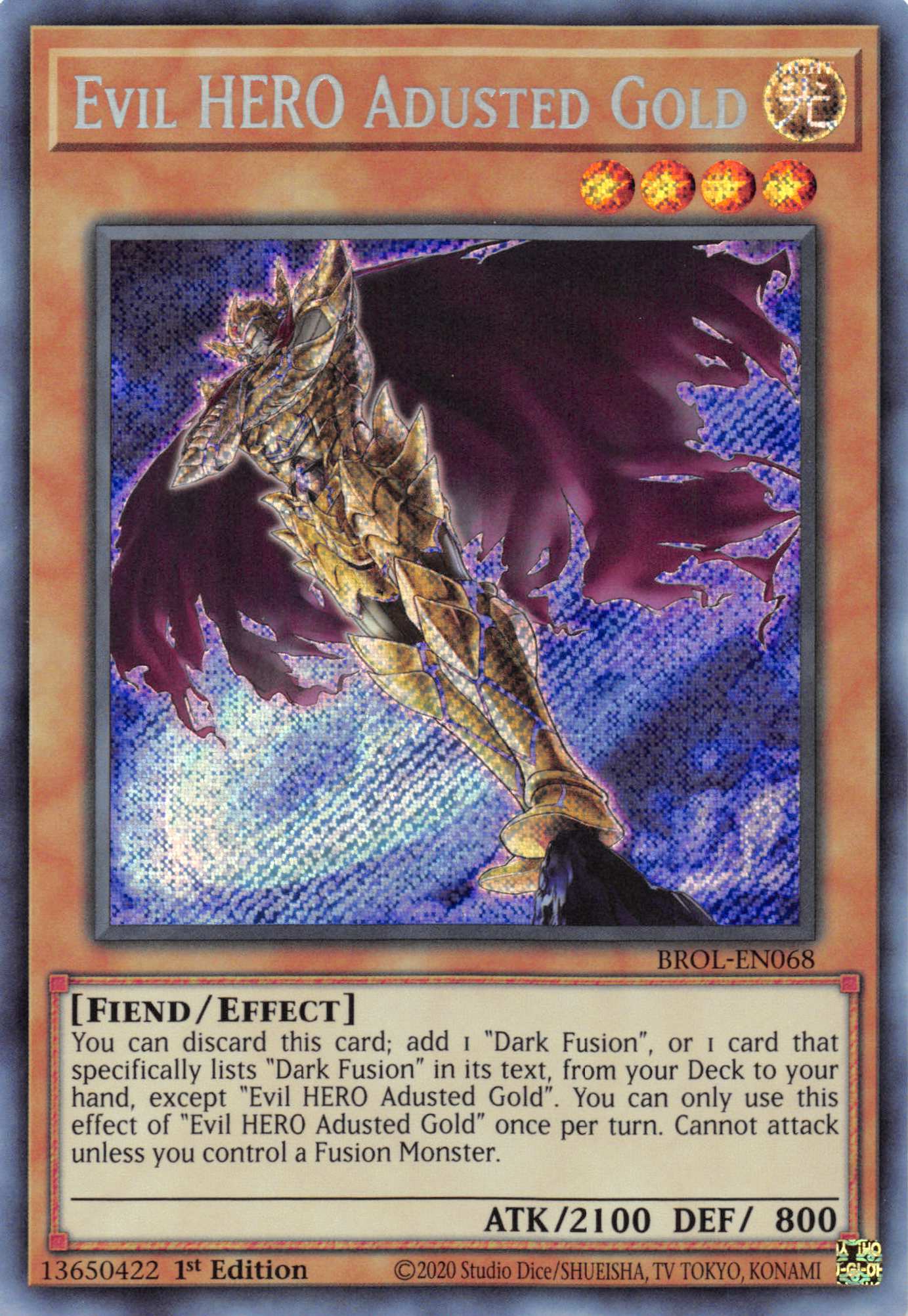 Evil HERO Adusted Gold [BROL-EN068] Secret Rare | Odin's Place