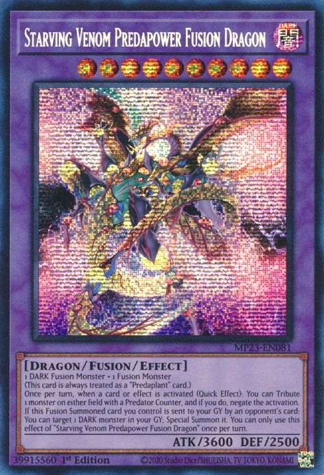Starving Venom Predapower Fusion Dragon [MP23-EN081] Prismatic Secret Rare | Odin's Place
