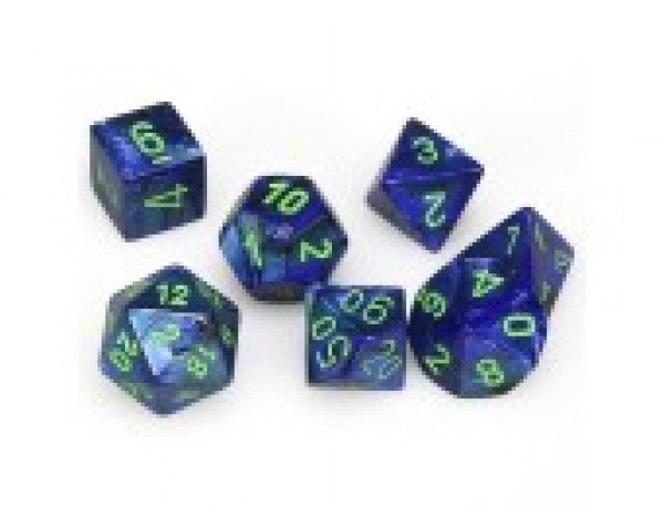 Chessex Dice Menagerie 8 Poly Lustrous Dark Blue/Green Poly 7 Set | Odin's Place