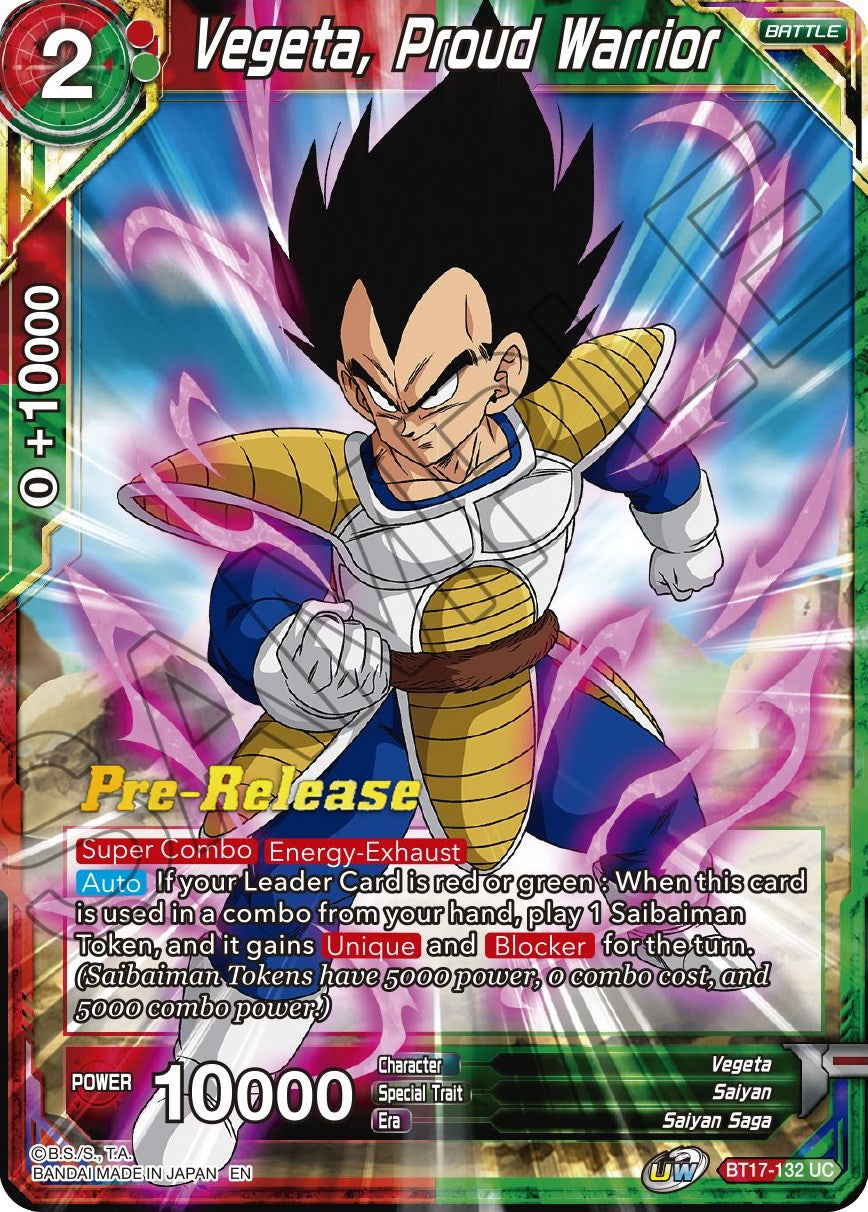 Vegeta, Proud Warrior (BT17-132) [Ultimate Squad Prerelease Promos] | Odin's Place