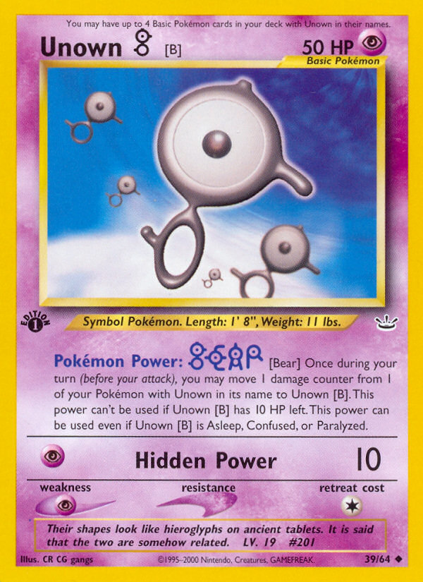 Unown [B] (39/64) [Neo Revelation 1st Edition] | Odin's Place