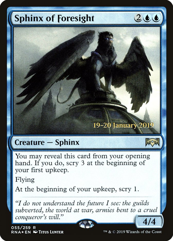 Sphinx of Foresight (55) [Ravnica Allegiance Prerelease Promos] | Odin's Place