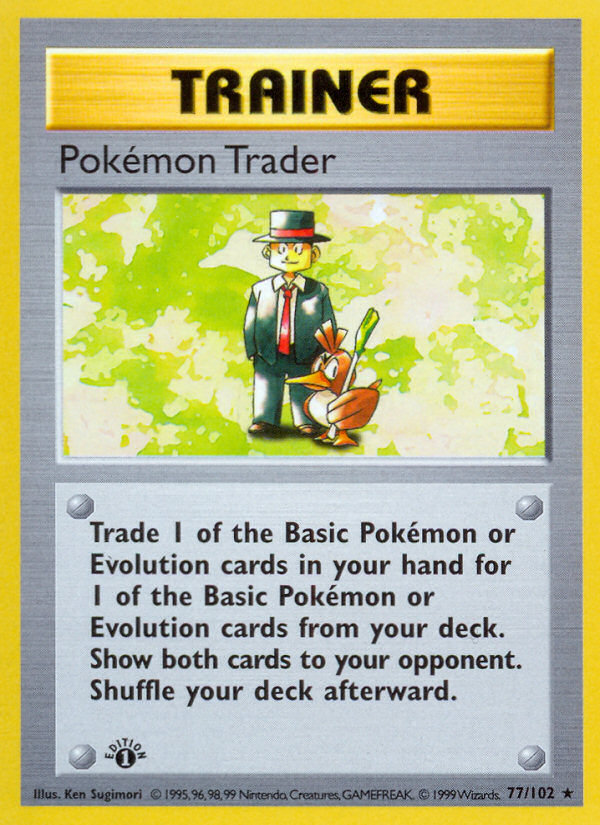 Pokemon Trader (77/102) (Shadowless) [Base Set 1st Edition] | Odin's Place