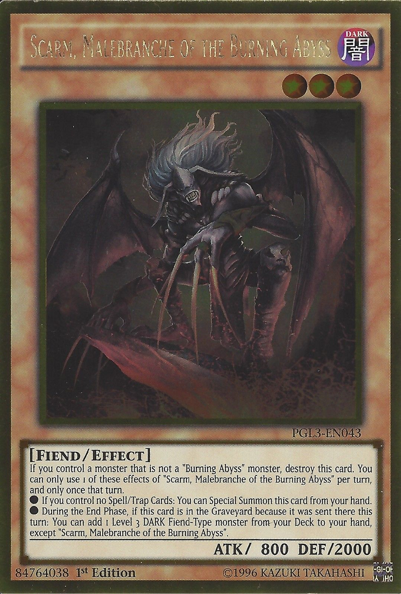 Scarm, Malebranche of the Burning Abyss [PGL3-EN043] Gold Rare | Odin's Place