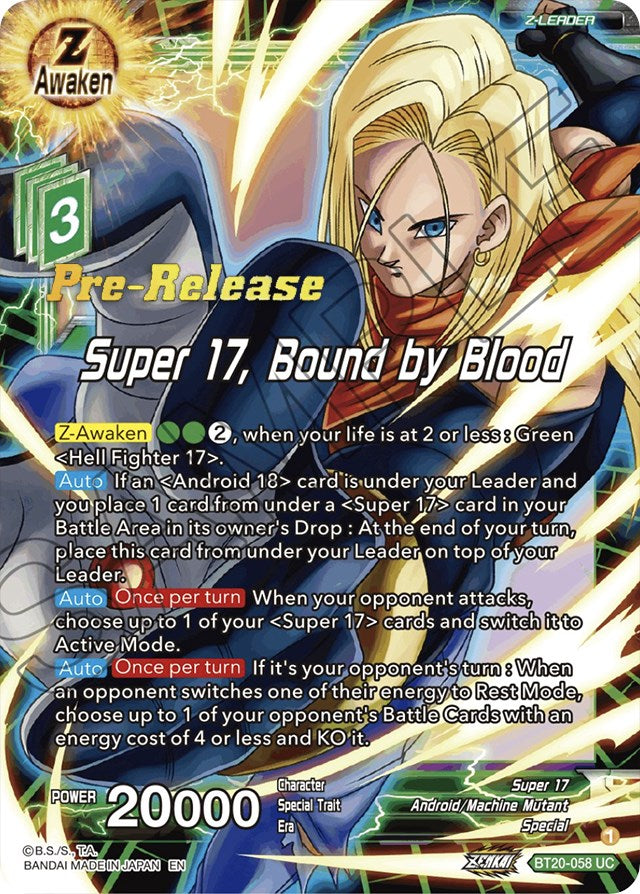 Super 17, Bound by Blood (BT20-058) [Power Absorbed Prerelease Promos] | Odin's Place
