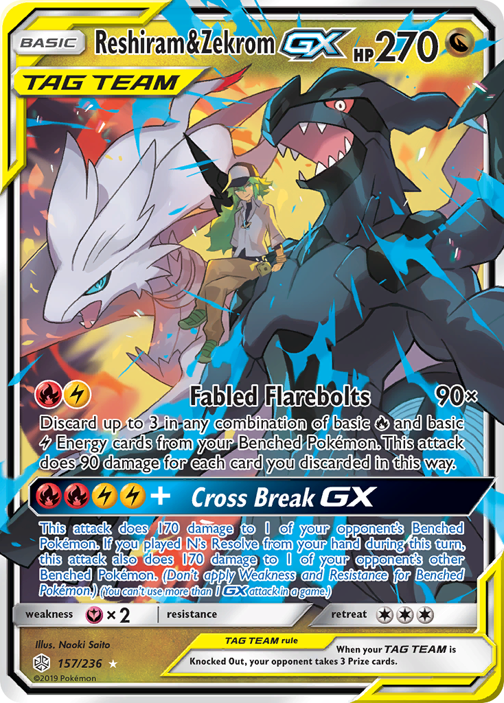Reshiram & Zekrom GX (157/236) [Sun & Moon: Cosmic Eclipse] | Odin's Place