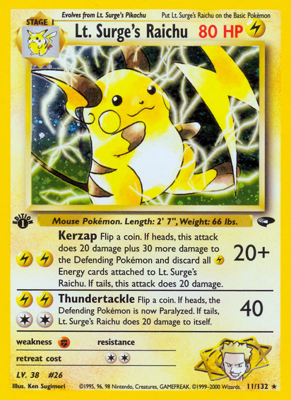Lt. Surge's Raichu (11/132) [Gym Challenge 1st Edition] | Odin's Place