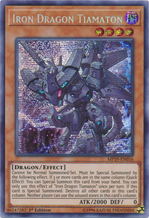 Iron Dragon Tiamaton [MP19-EN016] Prismatic Secret Rare | Odin's Place