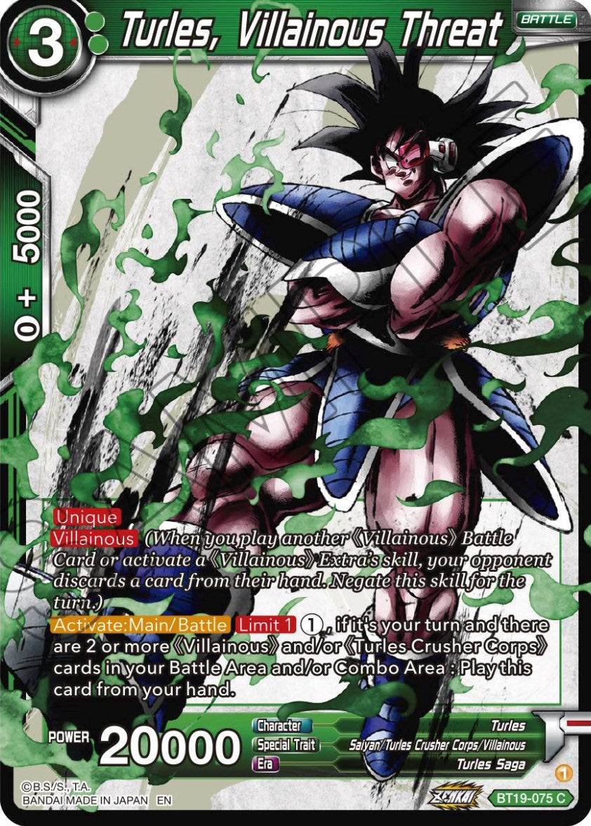 Turles, Villainous Threat (BT19-075) [Fighter's Ambition] | Odin's Place