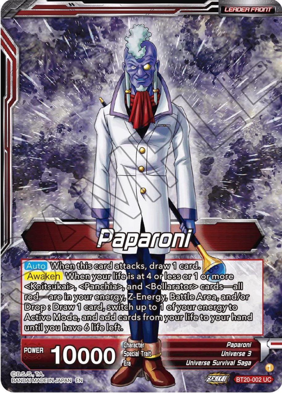Paparoni // Warriors of Universe 3, United as One (BT20-002) [Power Absorbed Prerelease Promos] | Odin's Place
