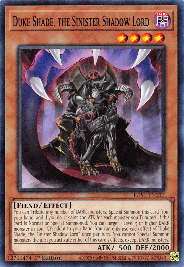 Duke Shade, the Sinister Shadow Lord [EGS1-EN017] Common | Odin's Place