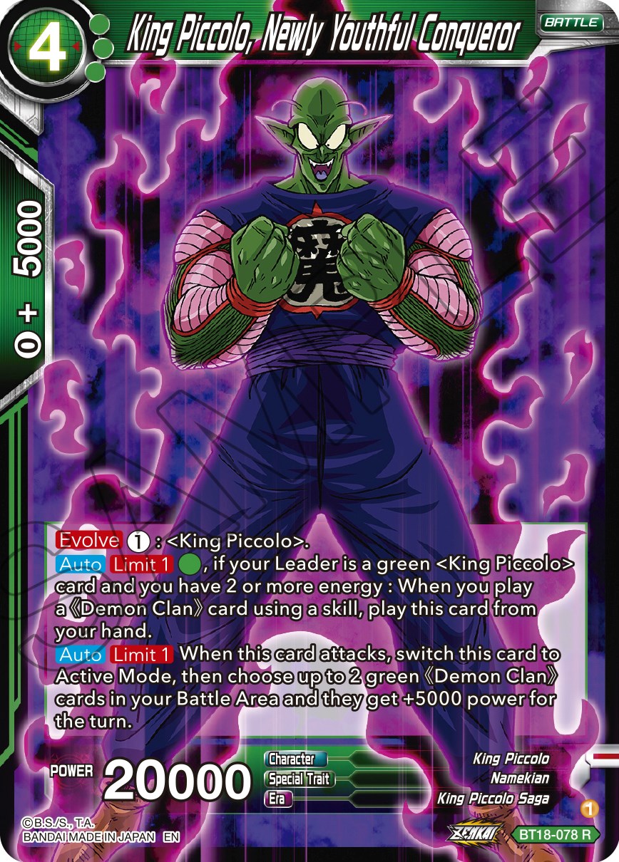 King Piccolo, Newly Youthful Conqueror (BT18-078) [Dawn of the Z-Legends] | Odin's Place