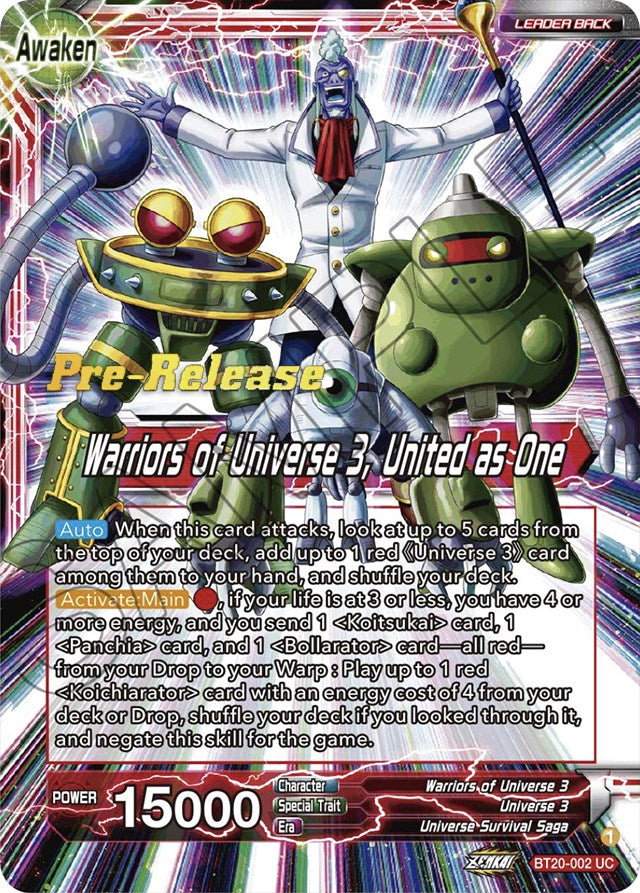 Paparoni // Warriors of Universe 3, United as One (BT20-002) [Power Absorbed Prerelease Promos] | Odin's Place