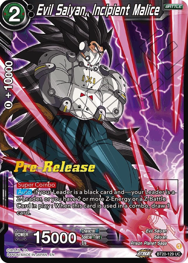 Evil Saiyan, Incipient Malice (BT20-129) [Power Absorbed Prerelease Promos] | Odin's Place