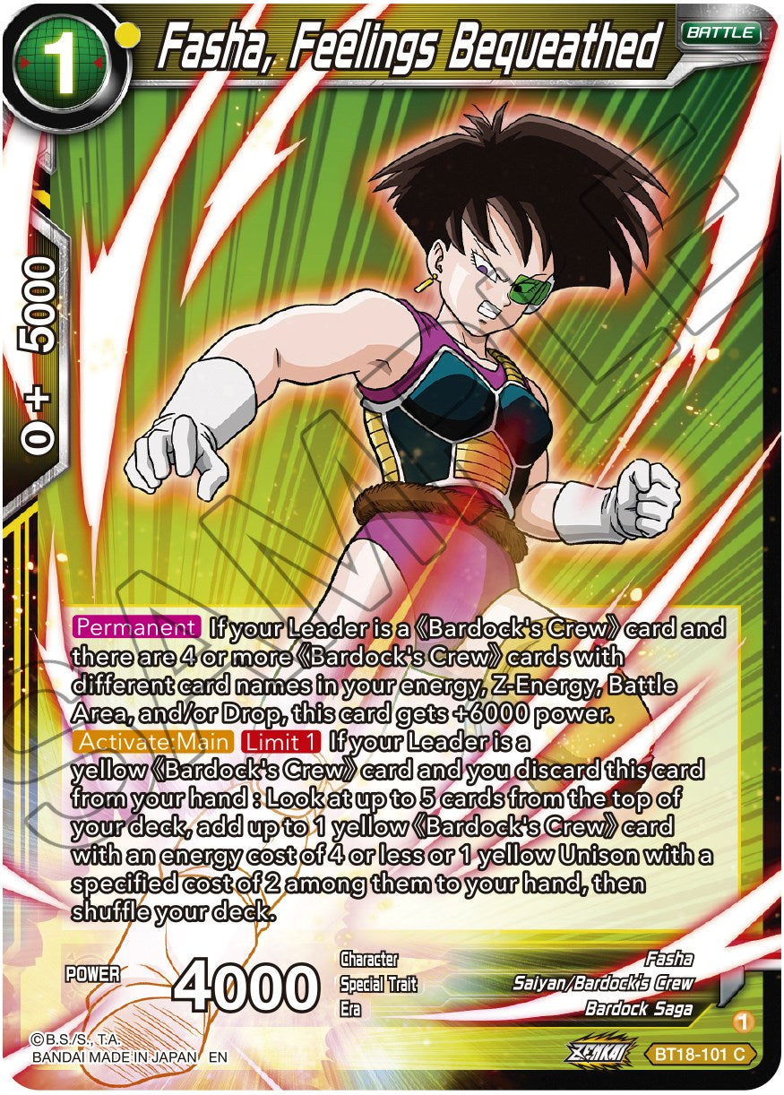 Fasha, Feelings Bequeathed (BT18-101) [Dawn of the Z-Legends] | Odin's Place