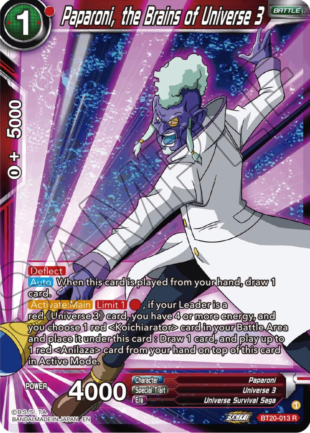 Paparoni, the Brains of Universe 3 (BT20-013) [Power Absorbed] | Odin's Place
