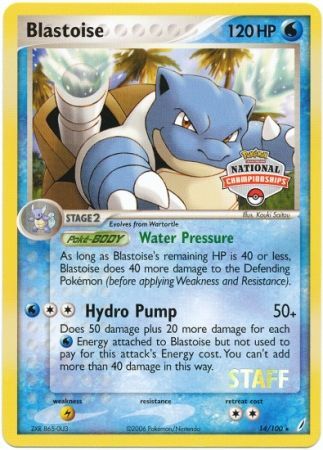 Blastoise (14/100) (National Championship Promo Staff) [EX: Crystal Guardians] | Odin's Place