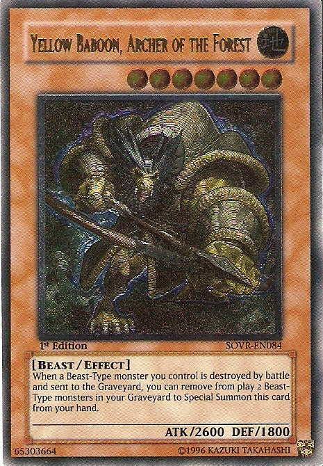 Yellow Baboon, Archer of the Forest [SOVR-EN084] Ultimate Rare | Odin's Place