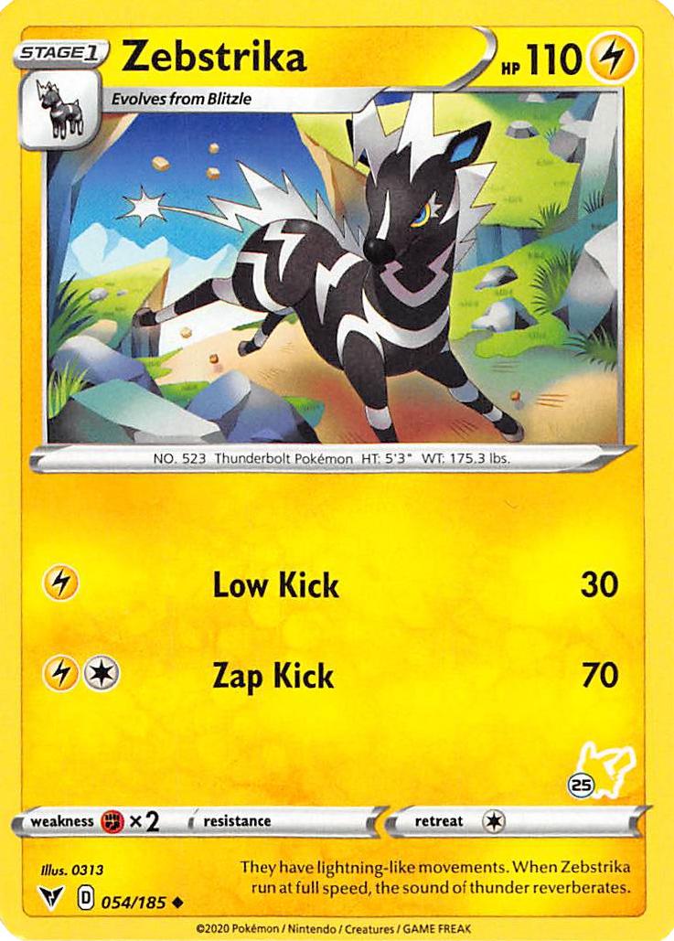 Zebstrika (054/185) (Pikachu Stamp #25) [Battle Academy 2022] | Odin's Place