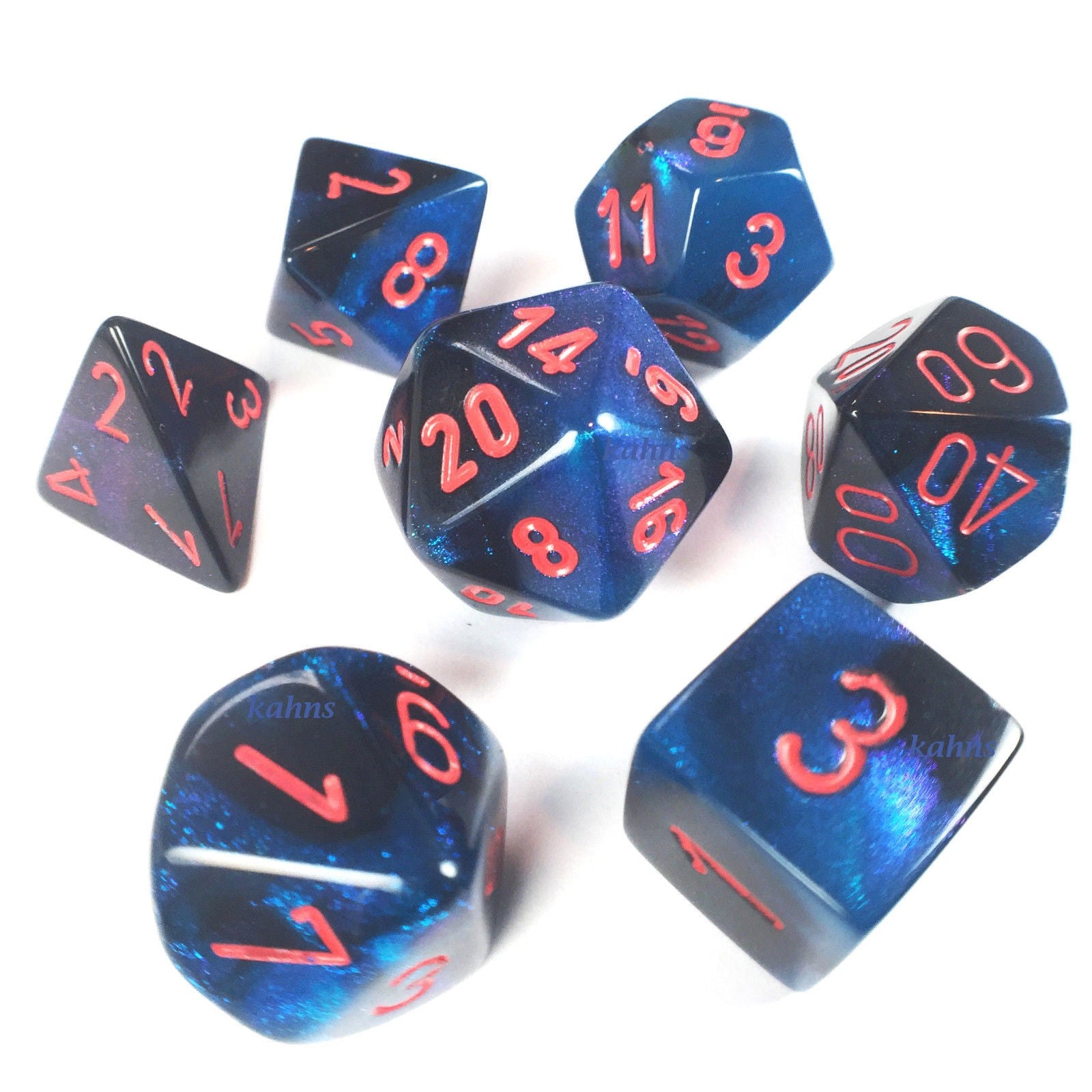 Chessex Gemini 7 Poly Black Starlight/Red Poly 7 Set | Odin's Place