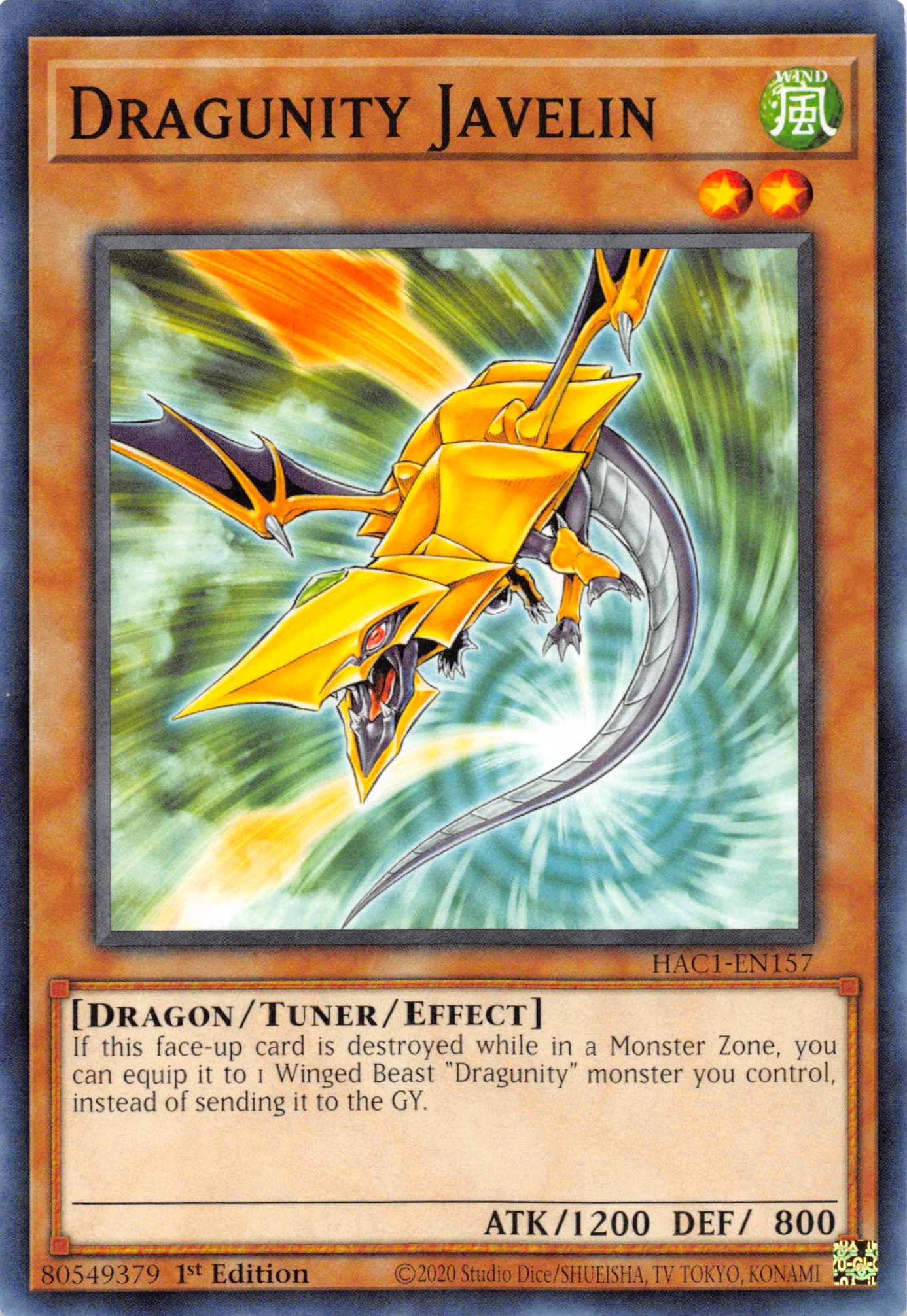 Dragunity Javelin [HAC1-EN157] Common | Odin's Place