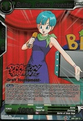 Bulma, Genius Inventor (Dragon Brawl Draft Tournament Gold Stamped) (DB1-047) [Promotion Cards] | Odin's Place