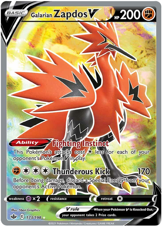 Galarian Zapdos V (173/198) [Sword & Shield: Chilling Reign] | Odin's Place