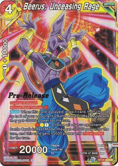 Beerus, Unceasing Rage (BT14-147) [Cross Spirits Prerelease Promos] | Odin's Place