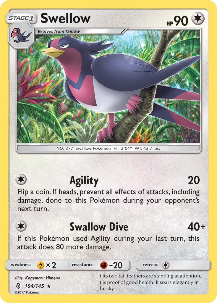 Swellow (104/145) [Sun & Moon: Guardians Rising] | Odin's Place