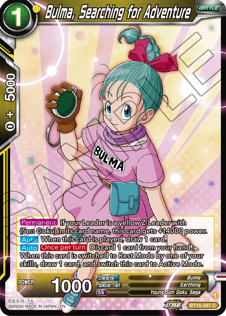 Bulma, Searching for Adventure (BT18-097) [Dawn of the Z-Legends] | Odin's Place