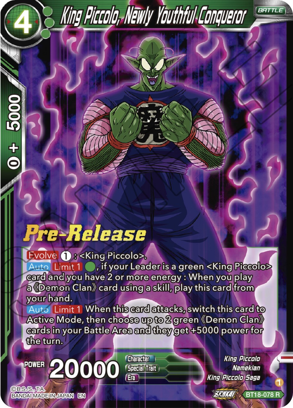 King Piccolo, Newly Youthful Conqueror (BT18-078) [Dawn of the Z-Legends Prerelease Promos] | Odin's Place