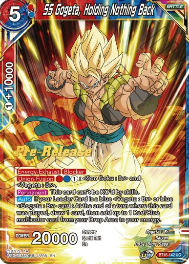 SS Gogeta, Holding Nothing Back (BT16-142) [Realm of the Gods Prerelease Promos] | Odin's Place