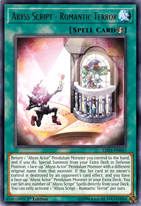 Abyss Script - Romantic Terror [LED3-EN047] Rare | Odin's Place