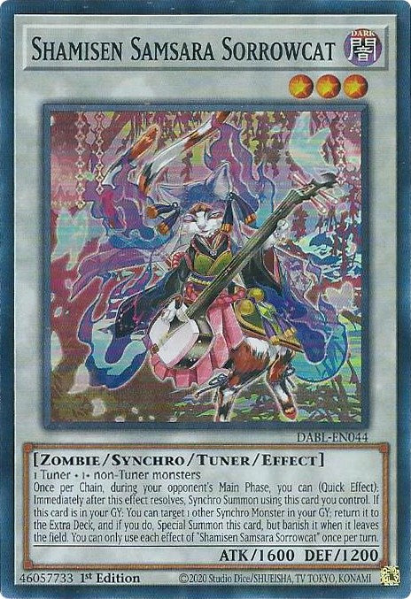 Shamisen Samsara Sorrowcat [DABL-EN044] Super Rare | Odin's Place