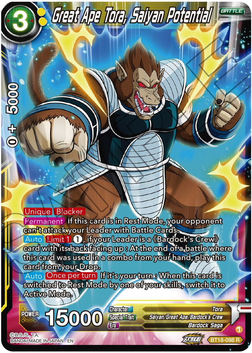 Great Ape Tora, Saiyan Potential (BT18-098) [Dawn of the Z-Legends] | Odin's Place