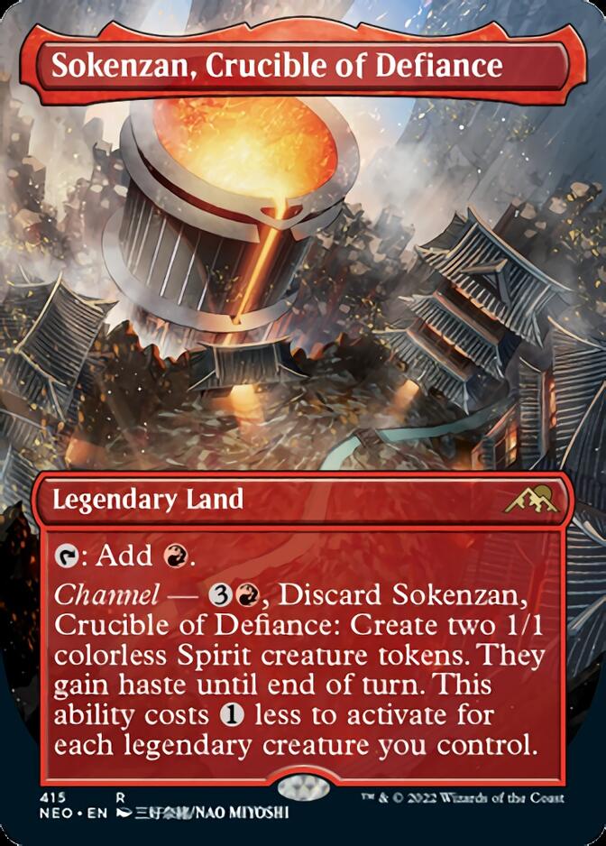 Sokenzan, Crucible of Defiance (Borderless Alternate Art) [Kamigawa: Neon Dynasty] | Odin's Place