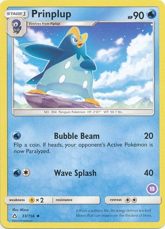 Prinplup (33/156) (Deck Exclusive #13) [Sun & Moon: Trainer Kit - Alolan Sandslash] | Odin's Place