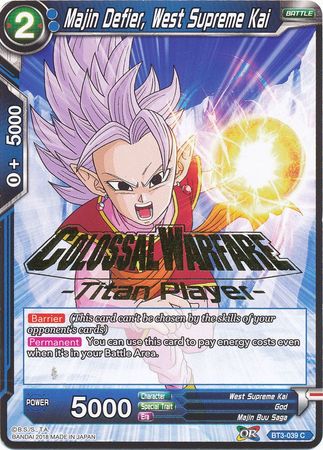 Majin Defier, West Supreme Kai (Titan Player Stamped) (BT3-039) [Tournament Promotion Cards] | Odin's Place