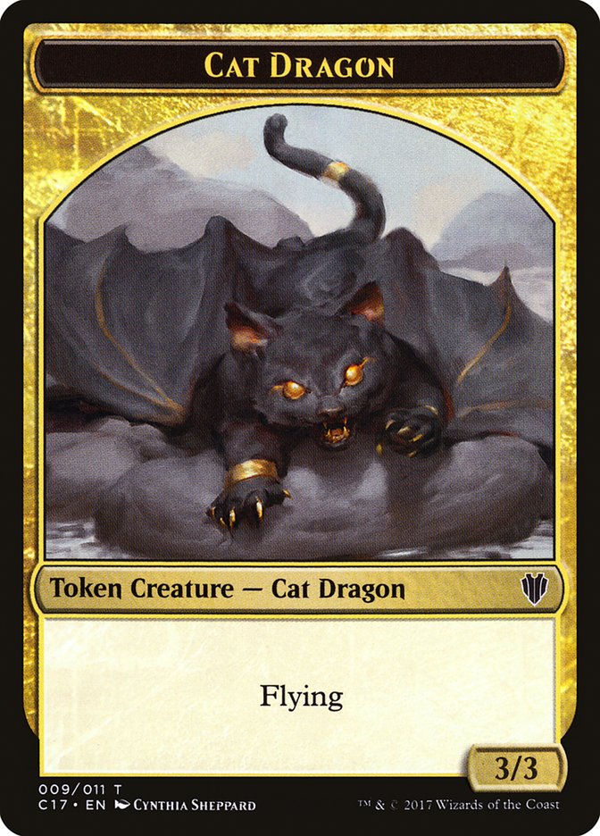 Gold // Cat Dragon Double-Sided Token [Commander 2017 Tokens] | Odin's Place