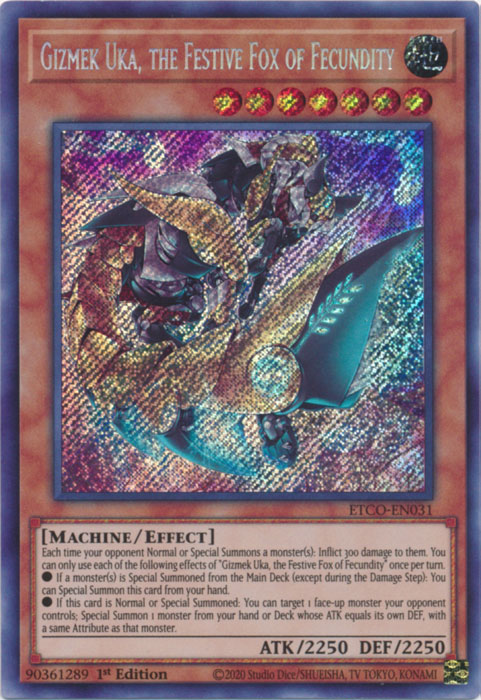 Gizmek Uka, the Festive Fox of Fecundity [ETCO-EN031] Secret Rare | Odin's Place