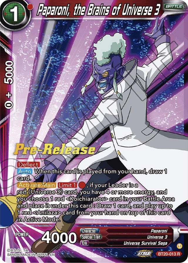 Paparoni, the Brains of Universe 3 (BT20-013) [Power Absorbed Prerelease Promos] | Odin's Place