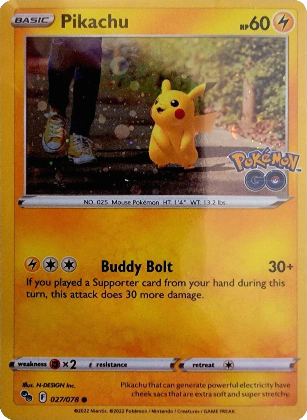 Pikachu (027/078) (Cosmos Holo) [Pokémon GO] | Odin's Place